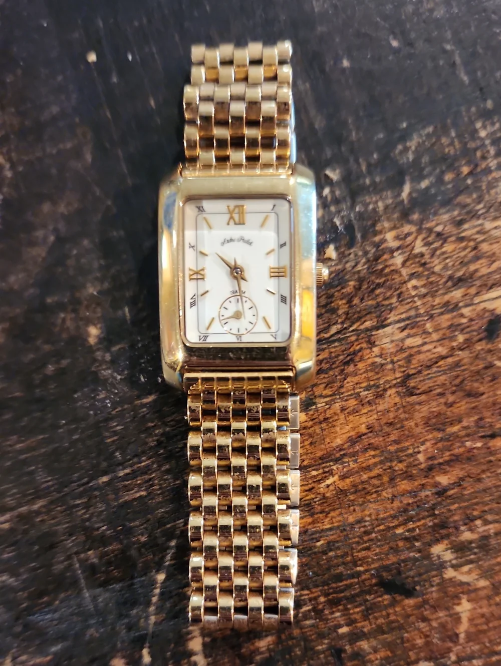 Andre Pailet Gold Tone Rectangular Bracelet Watch with Roman Dial
